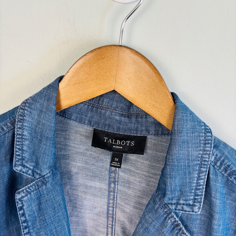 Talbots Chambray Single Button Blazer Size 1x - image 3